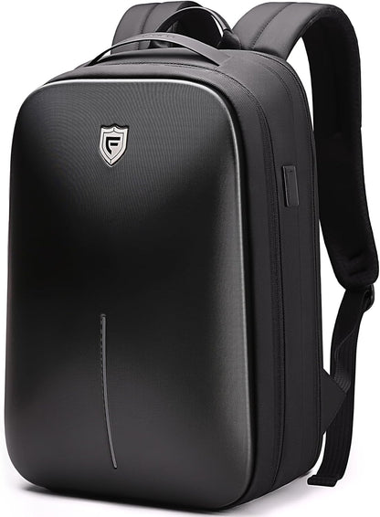 FENRUIEN Gaming Laptop Backpack 15.6 Inch, Expandable Hard Shell Backpack with USB Charging Port, Water Resistant Business Computer Backpack, Black