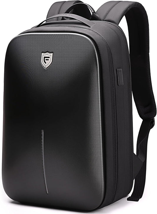 FENRUIEN Gaming Laptop Backpack 15.6 Inch, Expandable Hard Shell Backpack with USB Charging Port, Water Resistant Business Computer Backpack, Black