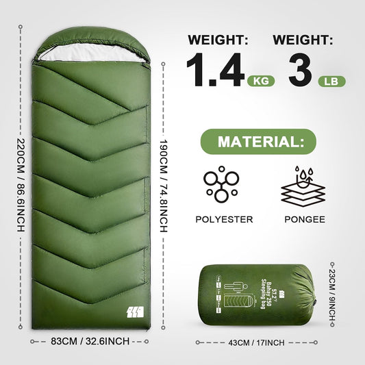 Sleeping Bags for Adults Cold Weather,Portable, Waterproof,Lightweight Camping Sleeping Bag for Tall Girls Boys with Compression Sack for Warm Camping, Hiking, Outdoor & Indoor