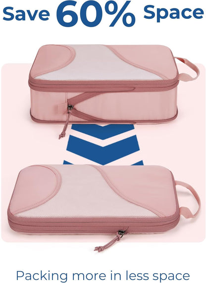 BAGSMART Compression Packing Cubes - 6 Set Travel Packing Cubes for Suitcases, Compression Suitcase Organizers with Shoe Bag