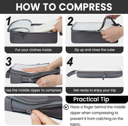 BAGAIL 6 Set Ultralight Compression Packing Cubes Packing Organizer for Travel Accessories Luggage Suitcase Backpack