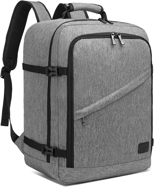 Kono Carry on Backpack, 18" Airplane Approved Under Seat Travel Backpack for Men and Women, Waterproof Lightweight Daypack for Flight 30L (Grey, Medium)