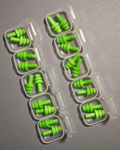 10 Pairs Noise Cancelling Ear Plugs, Premium Soft Silicone, Reusable, Waterproof, Hypoallergenic, Earplugs for Swimming, Airplanes, Concerts, Shooting, Travelling, Sleeping & Snoring (Green)