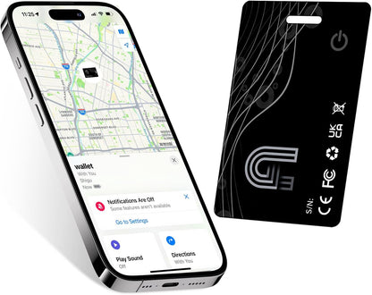 Wallet Tracker Card, Rechargeable Bluetooth Tracker with Apple Find My iOS Only Thin Wallet Finder GPS Tracker IP68 Waterproof Item Locator for Luggage, Keys, Bags, Passports and More