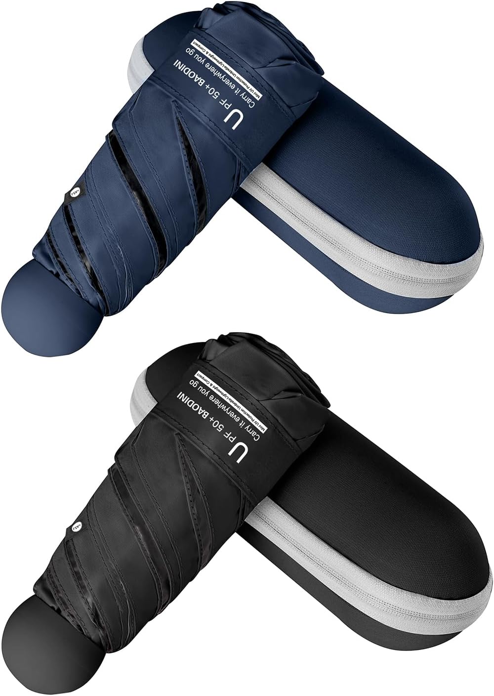 BAODINI Travel Mini Umbrella for Purse With Case Small Compact UV Sun Protection Sun Lightweight Tiny Pocket Umbrella for Women Kids and Men