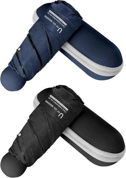 BAODINI Travel Mini Umbrella for Purse With Case Small Compact UV Sun Protection Sun Lightweight Tiny Pocket Umbrella for Women Kids and Men