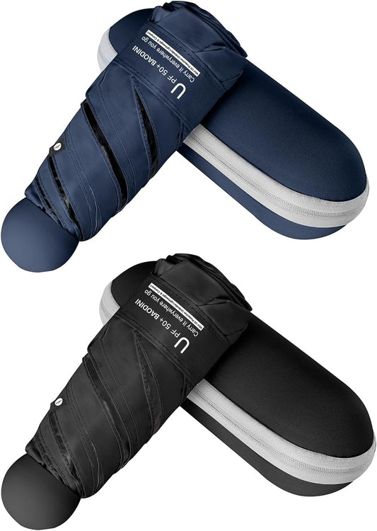 BAODINI Travel Mini Umbrella for Purse With Case Small Compact UV Sun Protection Sun Lightweight Tiny Pocket Umbrella for Women Kids and Men