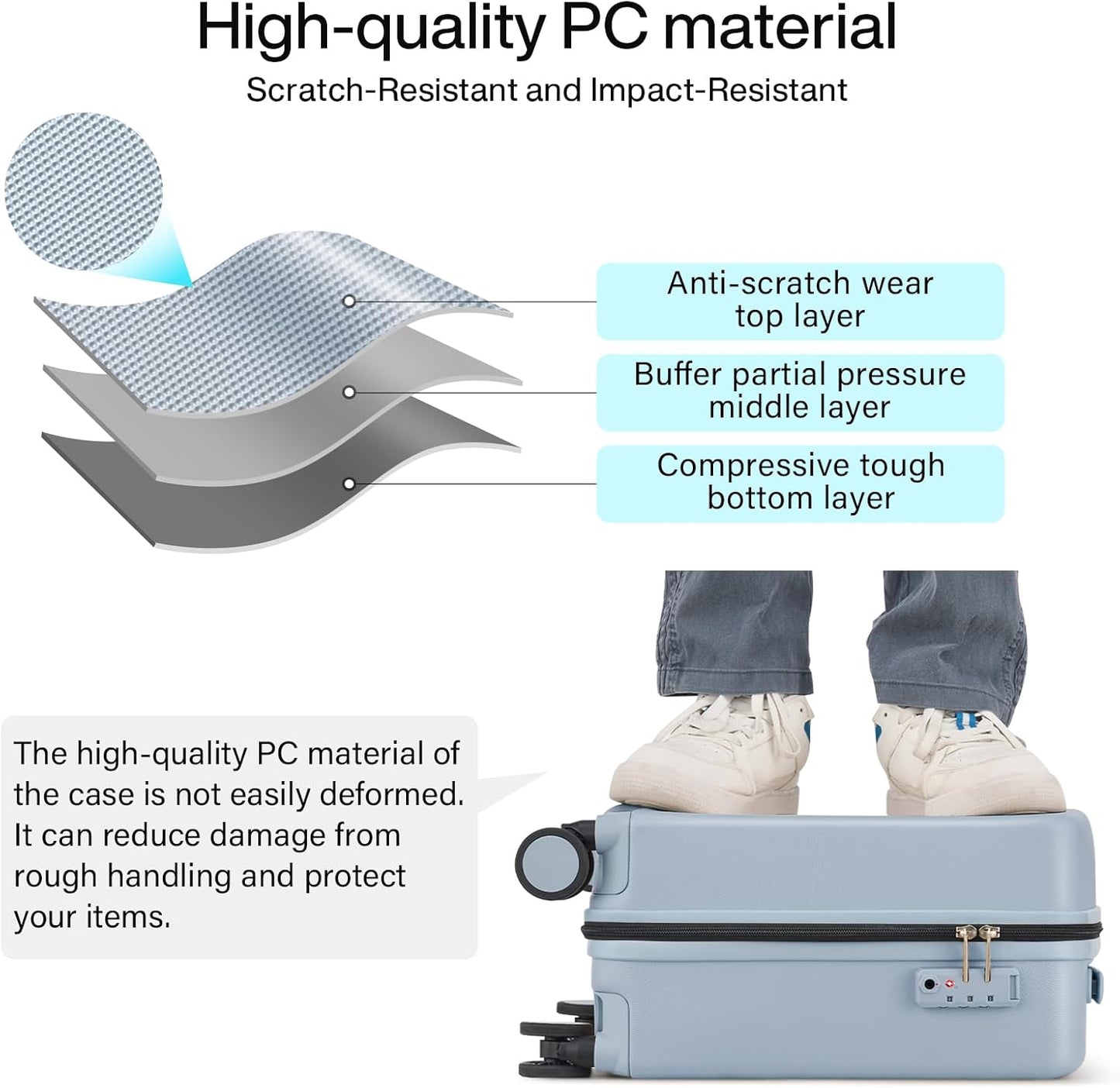 Hanke 16 Inch Underseat Carry On Luggage, Airline-Approved Hard Shell Small Suitcase with Spinner Wheels, Lightweight Tsa Lock Travel Luggage for Short Trips(Gray)