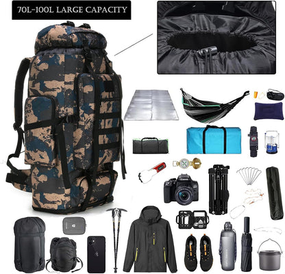 Hiking Backpack for Men 70L/100L Camping Backpack Military Rucksack Molle 3 Days Assault Pack for Climbing