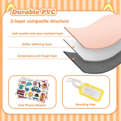 20" Ride-On Travel Suitcase for Kids, Cute Ear Toddler Carry on Luggage with Spinner Wheels & Anti-Lose Rope, Children Rolling Trolly Luggage with Password Lock (Pink with Rope)