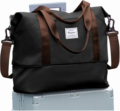 Travel Duffel Bag, Sports Tote Gym Bag, Shoulder Weekender Overnight Bag for Women