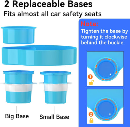 Kids Car Seat Tray, Travel Tray with Cup Holder for Toddler Baby, Kids Car Seat Food Snack Organizer for Road Trip, Stroller snack Organizer Travel Must Haves Toddler Must Haves (Sky Blue, 1 PCS)