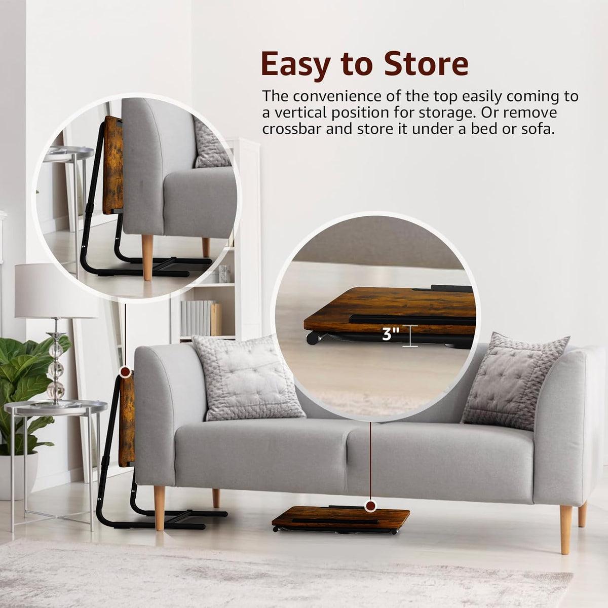 Folding TV Tray Adjustable Dinner - Trays for Eating On Couch Wooden Tables Mate Stand Foldable Desk with Cup Holder Portable
