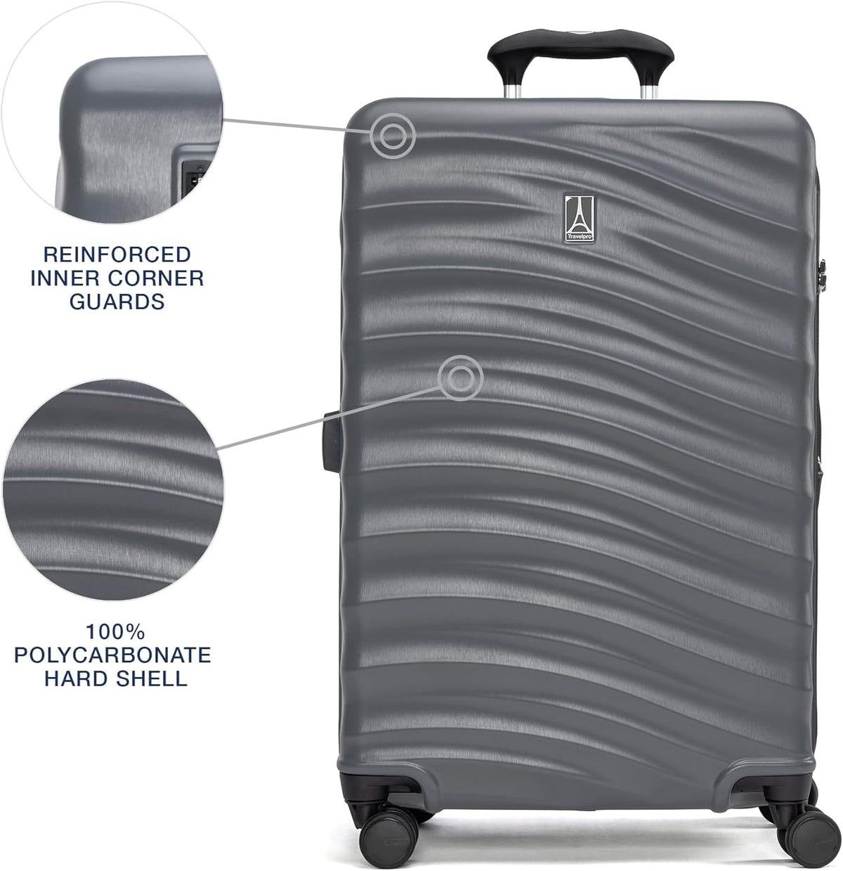 Travelpro Maxlite Air V2 Hardside Expandable Luggage, 8 Spinner Wheels, Lightweight Hard Shell, TSA lock, Shadow Grey, 3-Piece Set (21/25/28)