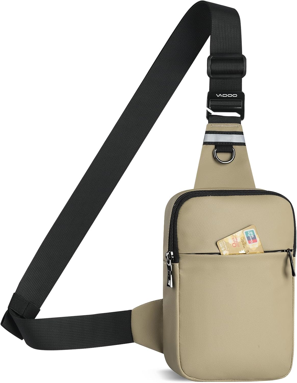 VADOO Mini Sling Bag, Small Crossbody Bag with RFID Blocking for Women and Men, Lightweight Chest Phone Bag for Travel Casual,Khaki