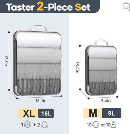 Veken 2/6/9/11 Set Compression Packing Cubes for Travel Essentials,Compressible Expandable Large Luggage Suitcase Organizer Bags for Clothing,Durable Space Saver Storage Bags(Black)