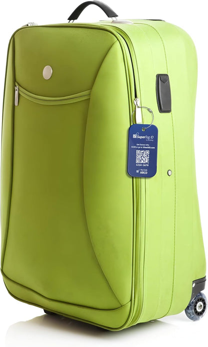 Dynotag® Sentry Series Solid Metal Web Enabled Smart Luggage Tag ID + Steel Loop, Anodized Aluminum with DynoIQ™ & Lifetime Recovery Service (Sapphire Blue)