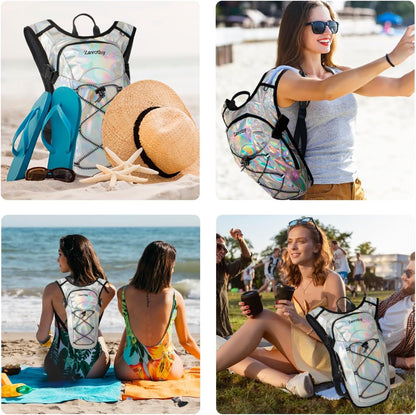 Reflective Hydration Backpack, Hydration Pack - Water Backpack with 2L/3L Hydration Bladder, Essential for Festivals - Rave Hydration Pack for Hiking, Running, Cycling, and Festivals