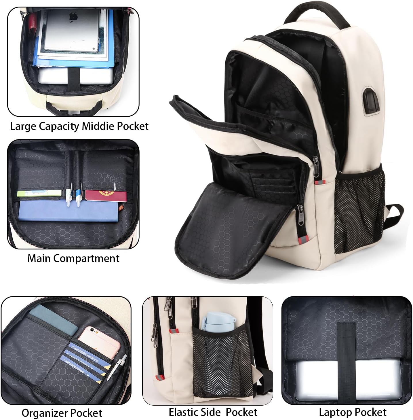 Laptop Backpack for Men, Large Anti-Theft Business Travel Backpack with USB Charging Port, Water Resistant College School Computer Bag for Men/Women for 17 Inch Laptop and Notebook