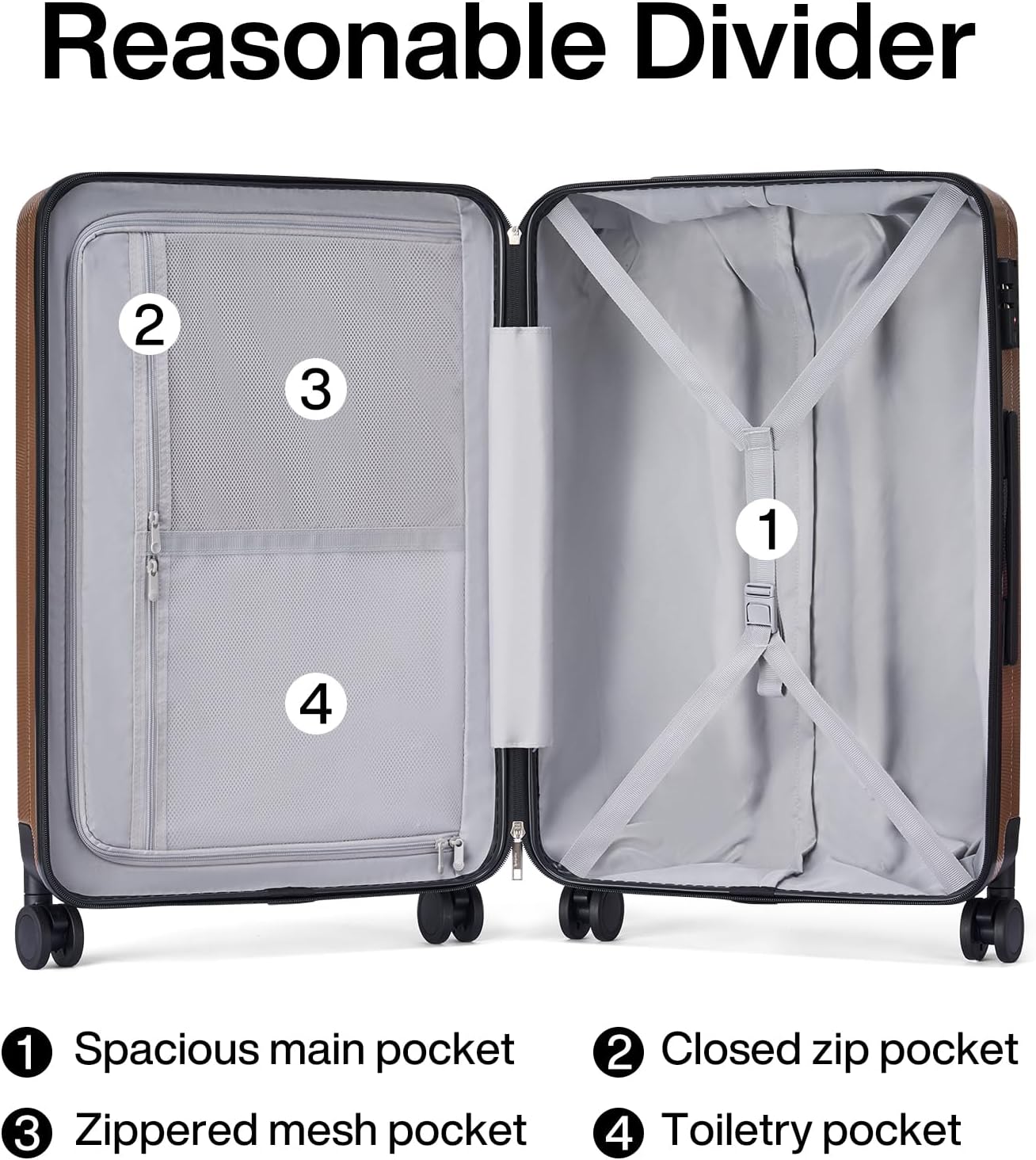 Hanke Luggage Sets 2 piece Carry On Luggage with Wheels PC Hard Shell Suitcases Lightweight Checked Travel Luggage Large Travel Suitcase Woman Men 20/29 Inch （Brown）