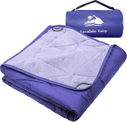 Outdoor Waterproof Blanket, Foldable Fleece Stadium Blanket for Outdoor Sports Event, Camping, Concerts, Car, Pet, Picnics - Windproof, Wearable, Machine Washable 80" x 58"
