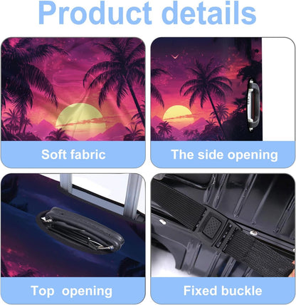 Luggage Cover Washable Suitcase Protector Anti-scratch Suitcase cover Fits 20-34 Inch Luggage (Coconut trees, S(20-22inch suitcase))