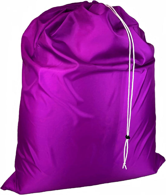 Laundry Bag with Locking Closure Drawstring – Extra Large Heavy Duty 100% Nylon, Large & Foldable Clothes Sack – Lightweight Dirty Laundry Organizer for Travel, Dorm, Gym – L 40" x H 50" (PURPLE)