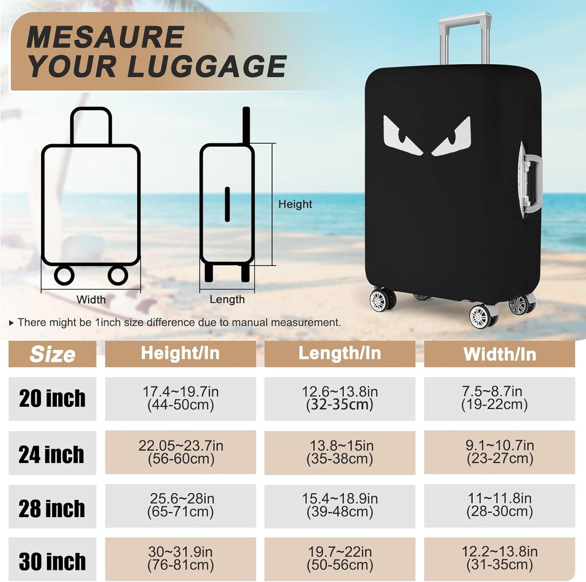 Luggage Covers For Suitcase Tsa Approved, Washable Suitcase Cover Elastic Luggage Protector Scratch Resistant Suitcase Cover For 28-29 Inch Wheeled Luggage(Eye-28 inch)