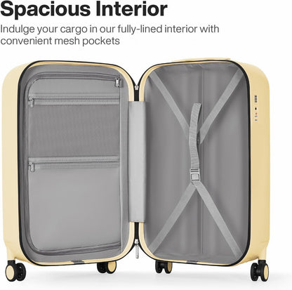 mixi 20 Inch Carry On Luggage PC Hardside Suitcases with Wheels & TSA for Travel Woman Men, Lark Yellow