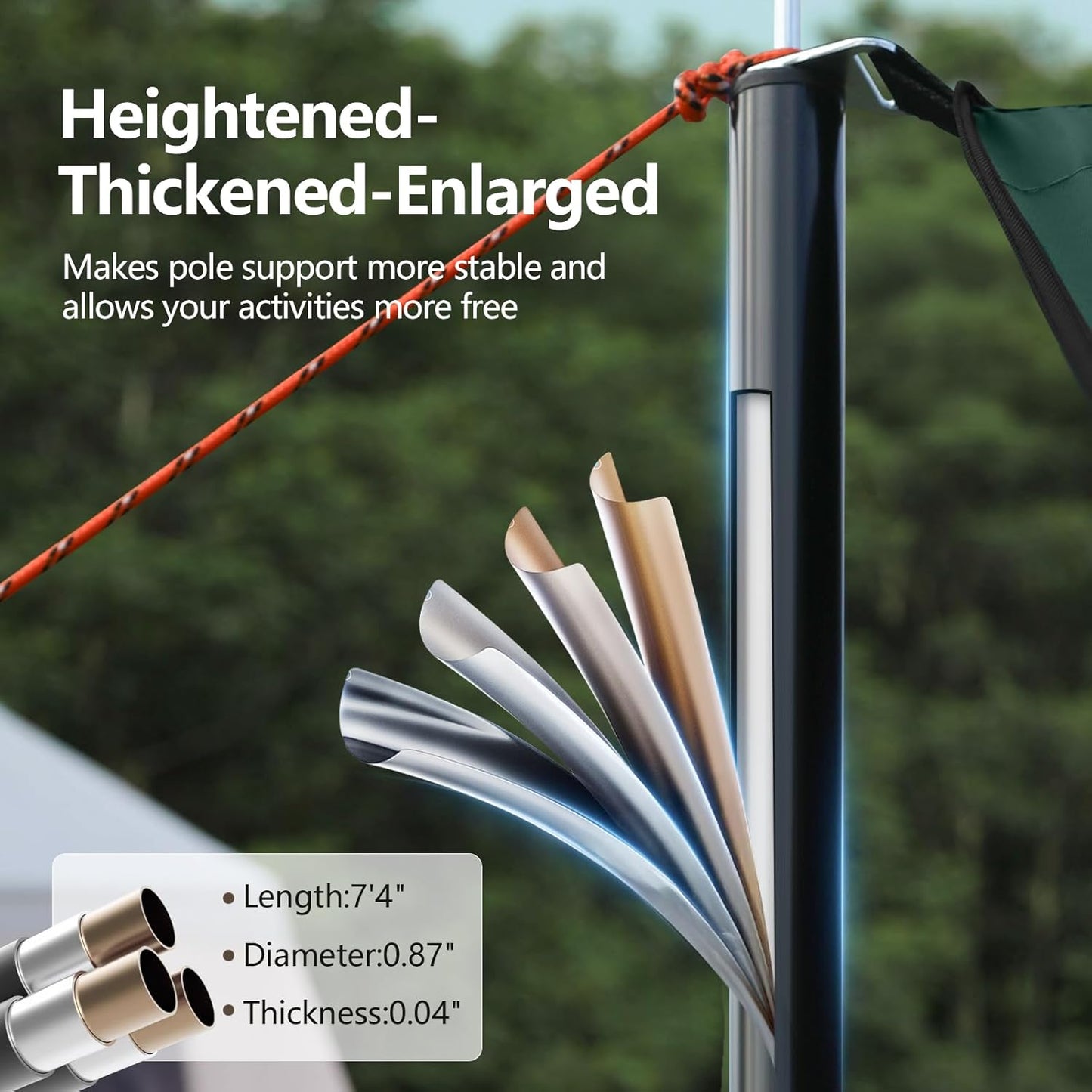 Camping Tarp with Poles & Retainer,15x12.5FT Large Waterproof 210D Oxford Cloth Camping Canopy, UV Blocking Rate 99.99% Tent Tarp Car Awning for Outdoor, Picnic, Hammock, Car, Backpacking(Green-Black)