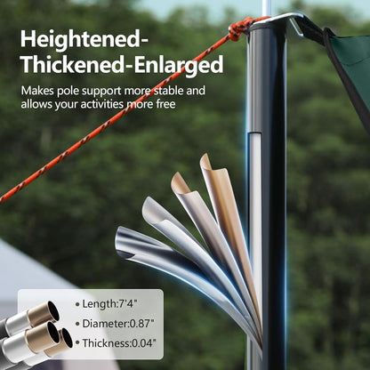 Camping Tarp with Poles & Retainer,15x12.5FT Large Waterproof 210D Oxford Cloth Camping Canopy, UV Blocking Rate 99.99% Tent Tarp Car Awning for Outdoor, Picnic, Hammock, Car, Backpacking(Green-Black)