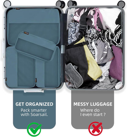 4 Piece Compression Packing Cubes for Suitcases and Backpack, Lightweight Travel Organizers (Gray Blue)