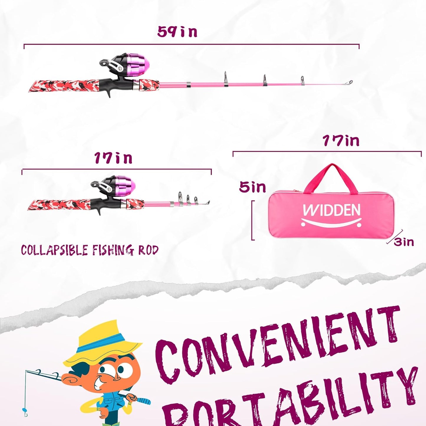 Kids Fishing Pole, Portable Telescopic Kids Fishing Poles for Boys and Girls, Fishing Rod and Reel Combo Kit with Tackle Box, and Fishing Net, Best Fishing Pole for Toddler Youth