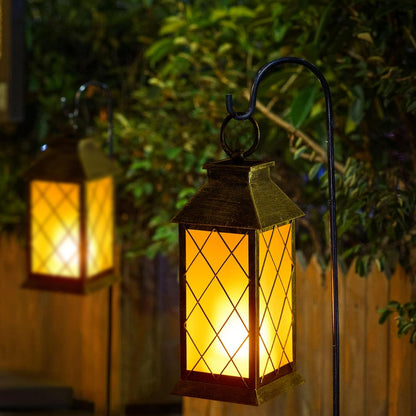 18" Solar Lantern with Flickering Flame Light, Large Outdoor Waterproof Solar Lanterns Hanging Metal Decorative Lantern for Patio Front Porch Garden Yard Outside Tabletop Mothers Day Gifts Grandma