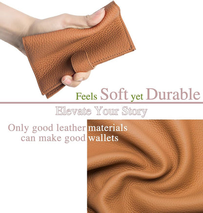 Leather RFID Passport Holder for Travel – Slim Passport Wallet for Women & Men with Card Slots, Zippered Coin Pocket, SIM Slot – Cash Slot Compact Travel Wallet with Gift Box (Brown)