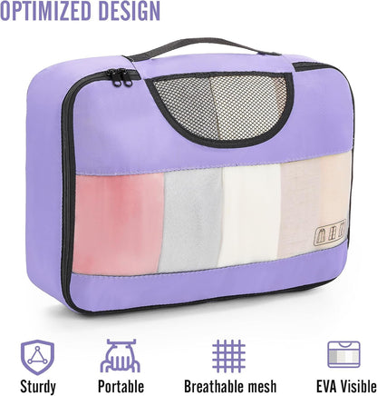 Veken 8 Set Packing Cubes for Travel Essentials, Suitcase Organizer Bags in 4 Sizes, Carry-On Luggage Accessories with Large Laundry & Hanging Toiletry Bag, Must-Have for Airplane, Road Trip & Camping