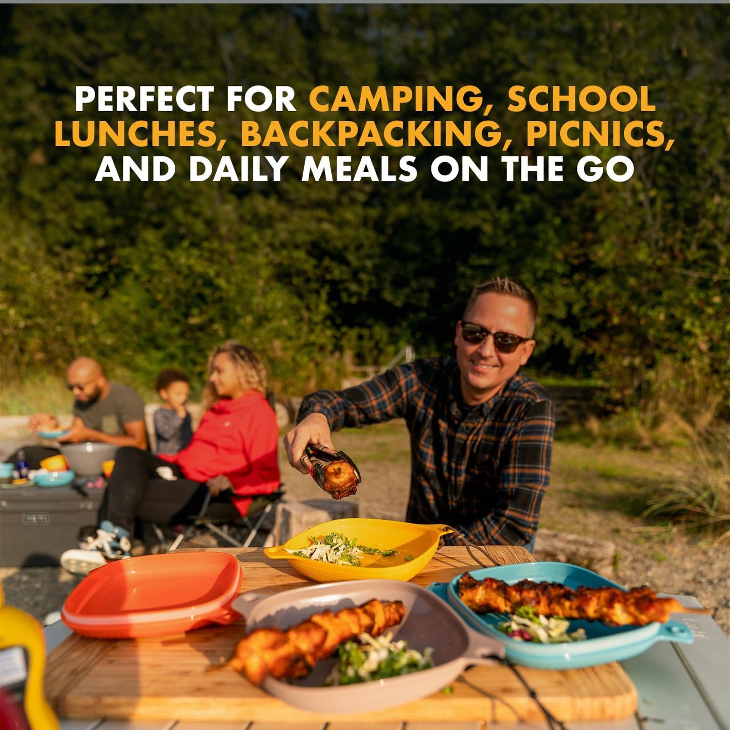UCO 4-Piece Camping Mess Kit with Bowl, Plate and 3-in-1 Spork Utensil Set