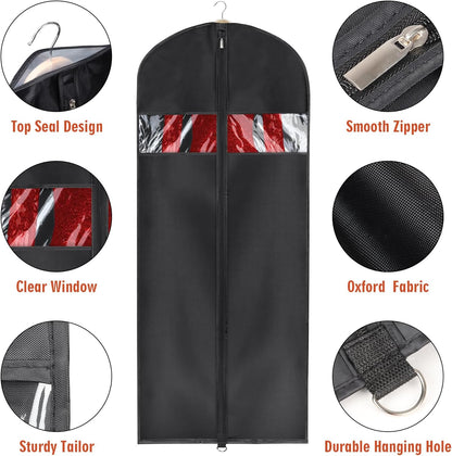 Univivi 16 Pack Suit Cover Bags 60 Inch Garment Bags for Hanging Clothes, Garment Bags for Women Dresses with Clear Window and ID Card Holder for Suit Jacket, Skirt, Shirt and Coat