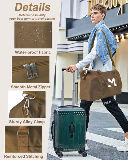 Birthday Graduation Gifts for Daughter,Initial Travel Duffel Bag Sports Gym Bag for Girls Teen Kids Birthday Gifts,Personalized Weekender Bag Carry On Tote Bags Cute Overnight Bag for Women(Brown, M)