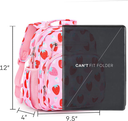 mibasies Toddler Backpack for Girls 2-4: Cute Kids Backpacks for Girls - Preschool Kindergarten Backpack - Assorted Strawberry Pink