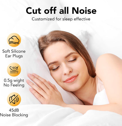 Ear Plugs for Sleeping Noise Cancelling -45dB, Soft and Reusable Silicone Hearing Protection Earplugs with 8 Eartips and Carrying Case, for Sleeping, Concert, Working, Studying, Traveling (Black)