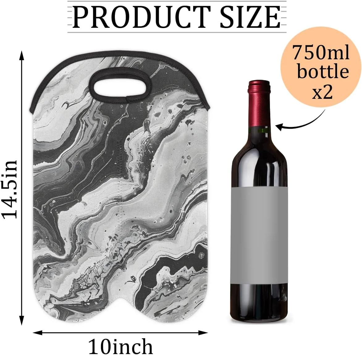 Wine Carrier Tote Personalized Bag for 2 Bottles - Neoprene Wine Bottle Holder with Carry Handle, Wine Protective Bag Insulated Bag Beer Cans Water Bottle Holder for Travel Picnic,Style15
