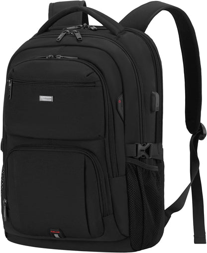 DUSLANG 17 Inch Laptop Backpack for Travel Water Resistant College Backpack for Men Women Laptop Bag with USB Charging Port,Black
