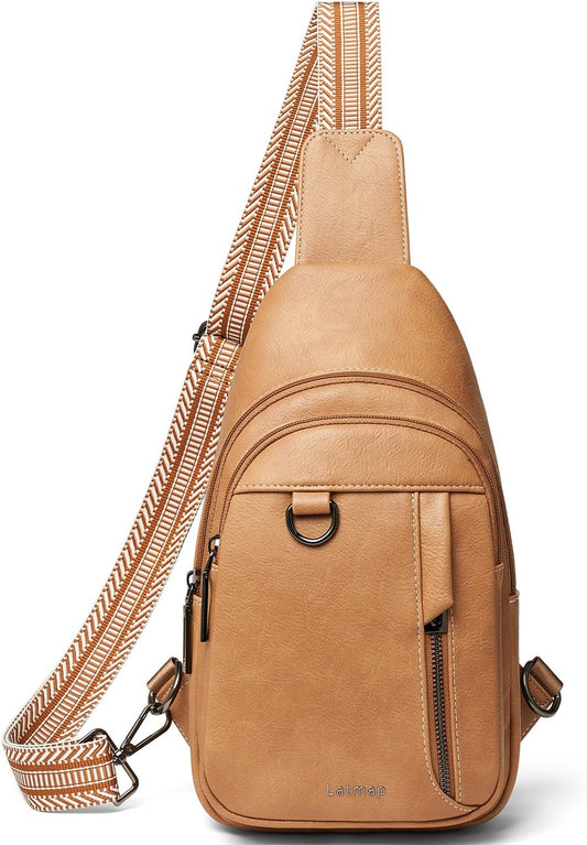 7L Sling Bag for Women Men Leather Small Sling Backpack Daypack Anti Theft Fanny Pack Crossbody Purse Travel