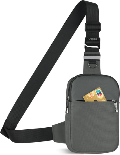 VADOO Crossbody Bags for Women, Mini Lightweight RFID Blocking Sling Men Bag for Phone and Travel (Basic Version- Grey)