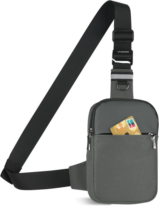 VADOO Crossbody Bags for Women, Mini Lightweight RFID Blocking Sling Men Bag for Phone and Travel (Basic Version- Grey)