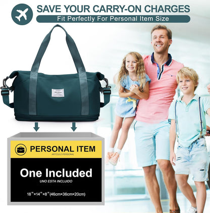 Travel Duffel Bag, Sports Tote Gym Bag, Shoulder Weekender Overnight Bag for Women