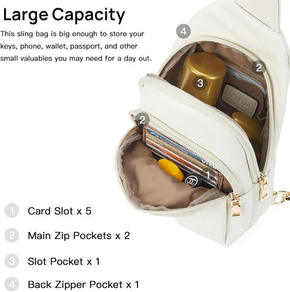 Telena Small Sling Bag for Women Leather Crossbody Fanny Packs Chest Bag for Women