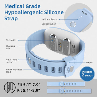 EmeTerm Fashion FDA-Cleared Relieve Nausea Electrode Stimulator Morning Sickness Motion Travel Sickness Vomit Relief Rechargeable No Gel Drug Free Wrist Bands Without Side Effects (2 Pack)