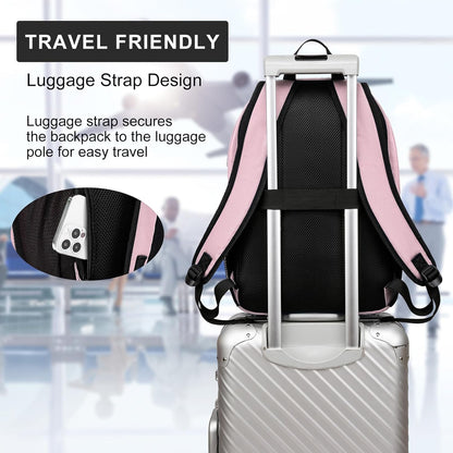 Pink Backpack for School, School BackPack for Teens, Boys and Girls, with 15.6 inch Laptop Bookbag for College High School, Large Computer Back Pack with Compartments for Men & Women